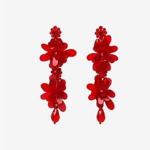 NWT H&M Simone Rocha red drop long earrings